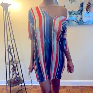 Oversized sequined striped dress❤️💙💚‼️‼️
